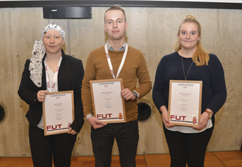 De tre vindere i byggemarkeds-kategorien: Fra venstre Mette T. Nielsen (2), Emil Staun Nielsen (1) og Louise Christiansen (3)